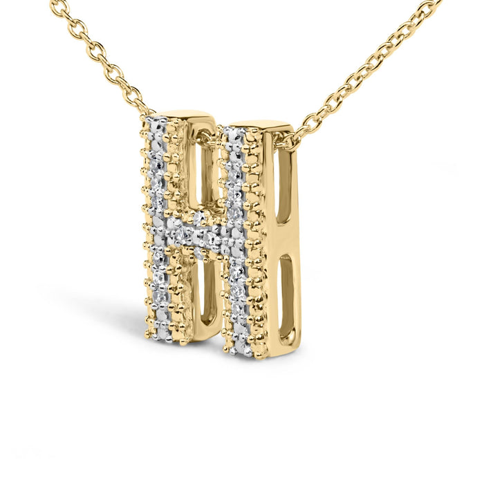 Diamond Accent A-Z Initial Bubble Pendant Necklace in Yellow Gold Vermeil