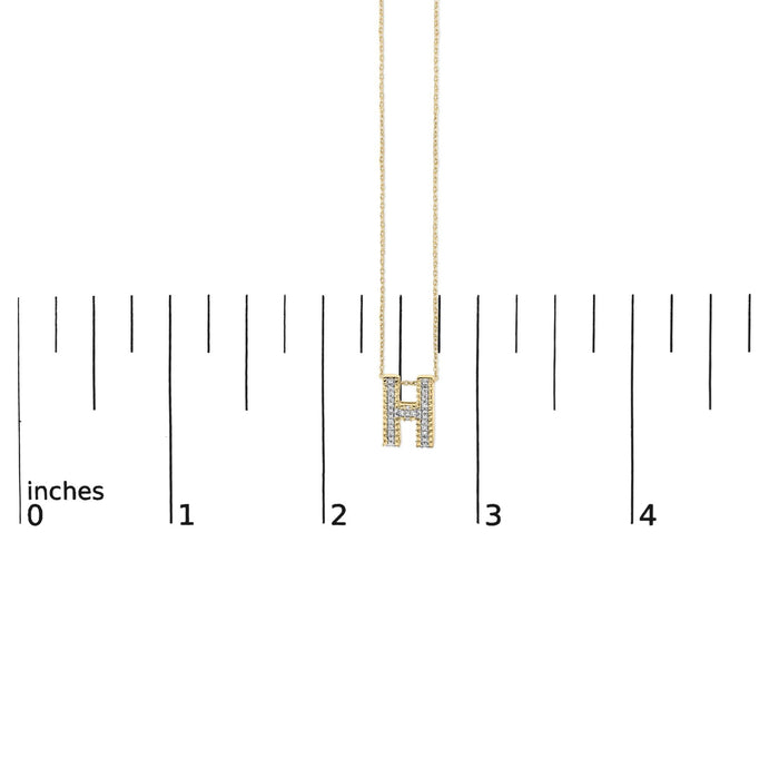 Diamond Accent A-Z Initial Bubble Pendant Necklace in Yellow Gold Vermeil