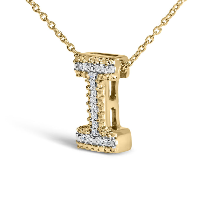 Diamond Accent A-Z Initial Bubble Pendant Necklace in Yellow Gold Vermeil
