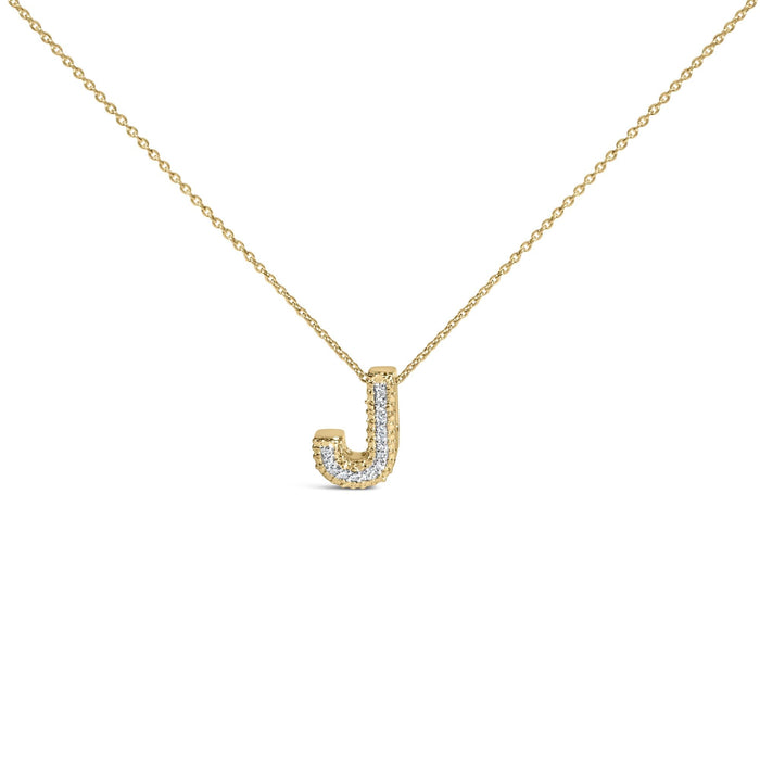 Diamond Accent A-Z Initial Bubble Pendant Necklace in Yellow Gold Vermeil, photo 3