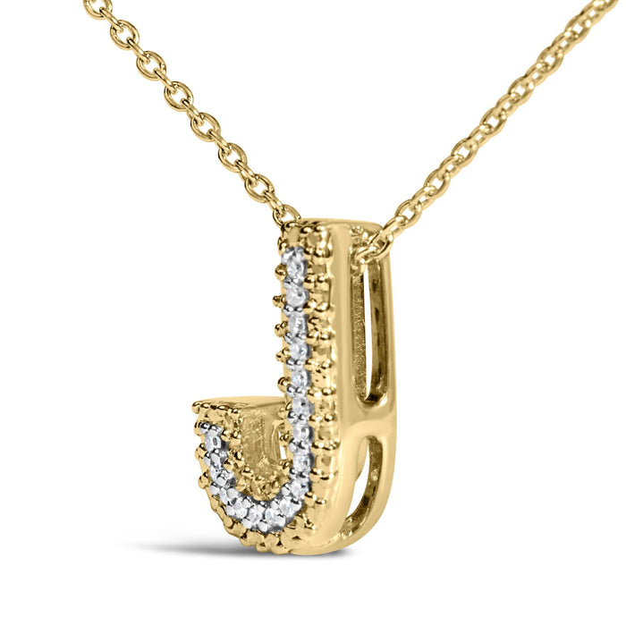 Diamond Accent A-Z Initial Bubble Pendant Necklace in Yellow Gold Vermeil