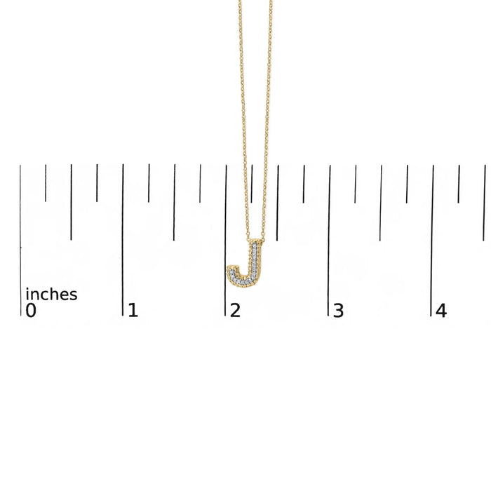 Diamond Accent A-Z Initial Bubble Pendant Necklace in Yellow Gold Vermeil