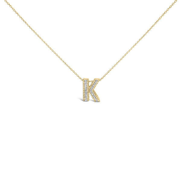 Diamond Accent A-Z Initial Bubble Pendant Necklace in Yellow Gold Vermeil, photo 2