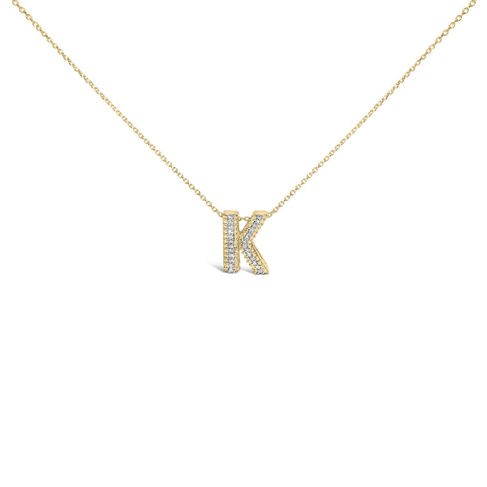 Diamond Accent A-Z Initial Bubble Pendant Necklace in Yellow Gold Vermeil, photo 2