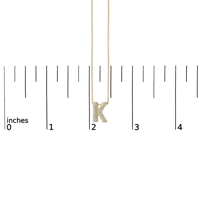 Diamond Accent A-Z Initial Bubble Pendant Necklace in Yellow Gold Vermeil