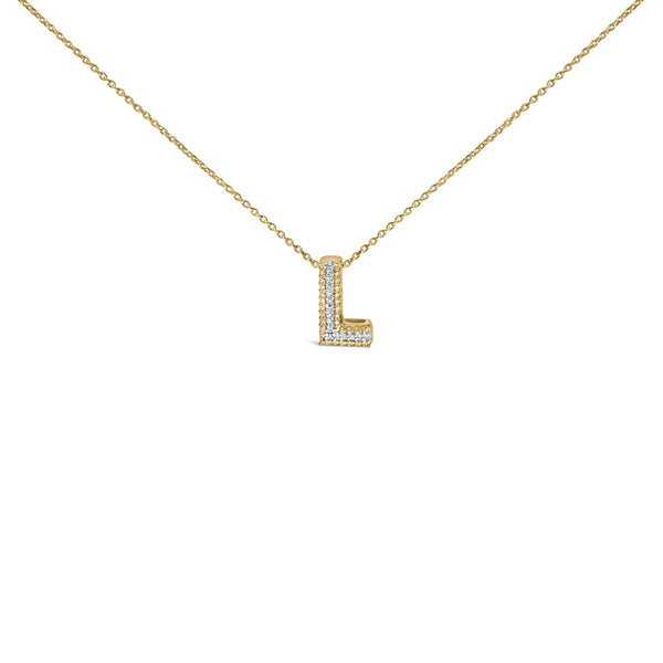 Diamond Accent A-Z Initial Bubble Pendant Necklace in Yellow Gold Vermeil, photo 1