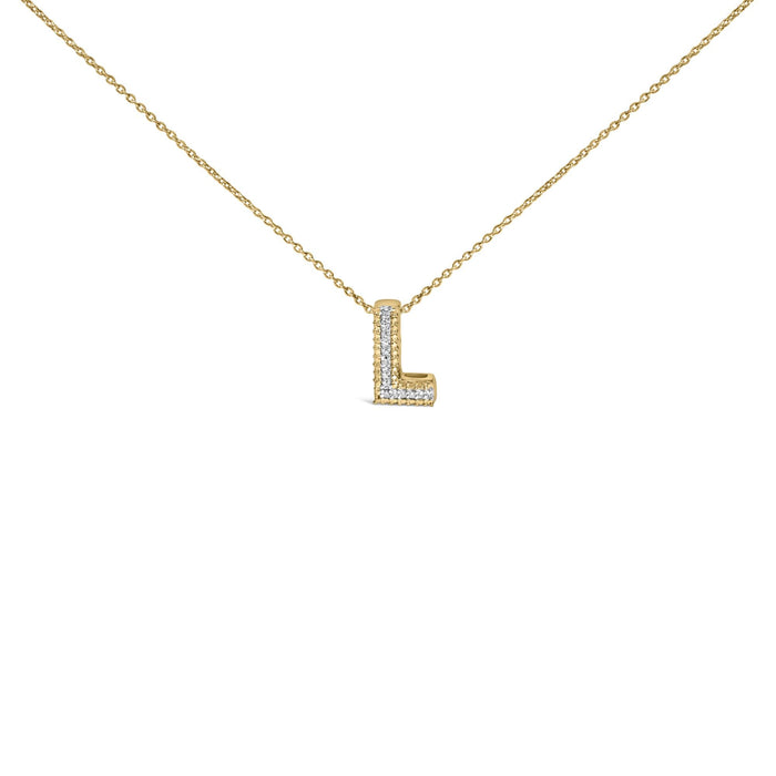 Diamond Accent A-Z Initial Bubble Pendant Necklace in Yellow Gold Vermeil, photo 1