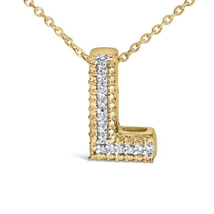 Diamond Accent A-Z Initial Bubble Pendant Necklace in Yellow Gold Vermeil, photo 27