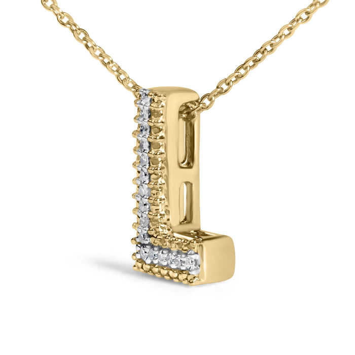 Diamond Accent A-Z Initial Bubble Pendant Necklace in Yellow Gold Vermeil