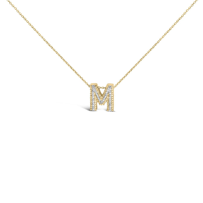 Diamond Accent A-Z Initial Bubble Pendant Necklace in Yellow Gold Vermeil, photo 13