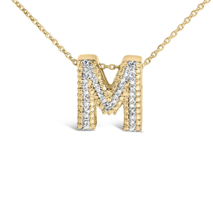 Diamond Accent A-Z Initial Bubble Pendant Necklace in Yellow Gold Vermeil, photo 39