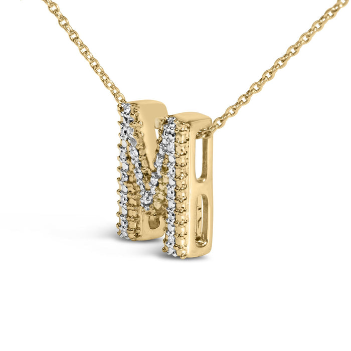 Diamond Accent A-Z Initial Bubble Pendant Necklace in Yellow Gold Vermeil