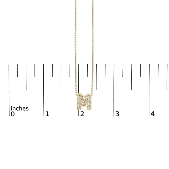 Diamond Accent A-Z Initial Bubble Pendant Necklace in Yellow Gold Vermeil