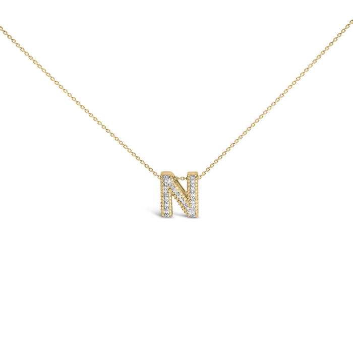 Diamond Accent A-Z Initial Bubble Pendant Necklace in Yellow Gold Vermeil, photo 14