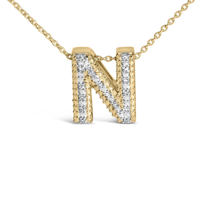Diamond Accent A-Z Initial Bubble Pendant Necklace in Yellow Gold Vermeil, photo 40