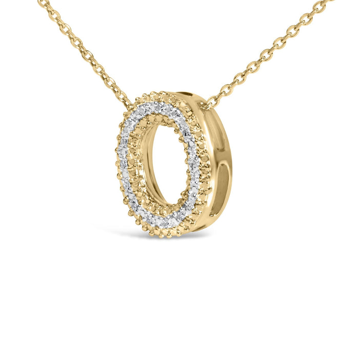 Diamond Accent A-Z Initial Bubble Pendant Necklace in Yellow Gold Vermeil