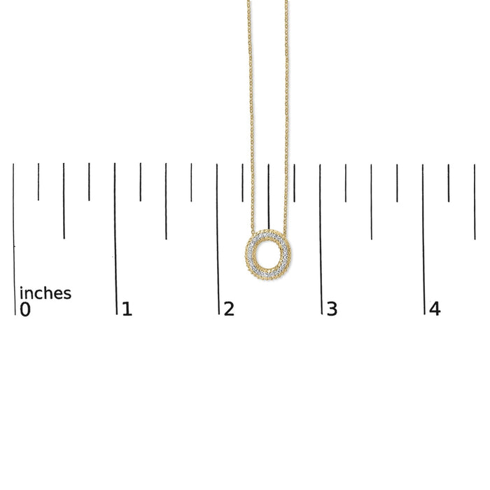 Diamond Accent A-Z Initial Bubble Pendant Necklace in Yellow Gold Vermeil