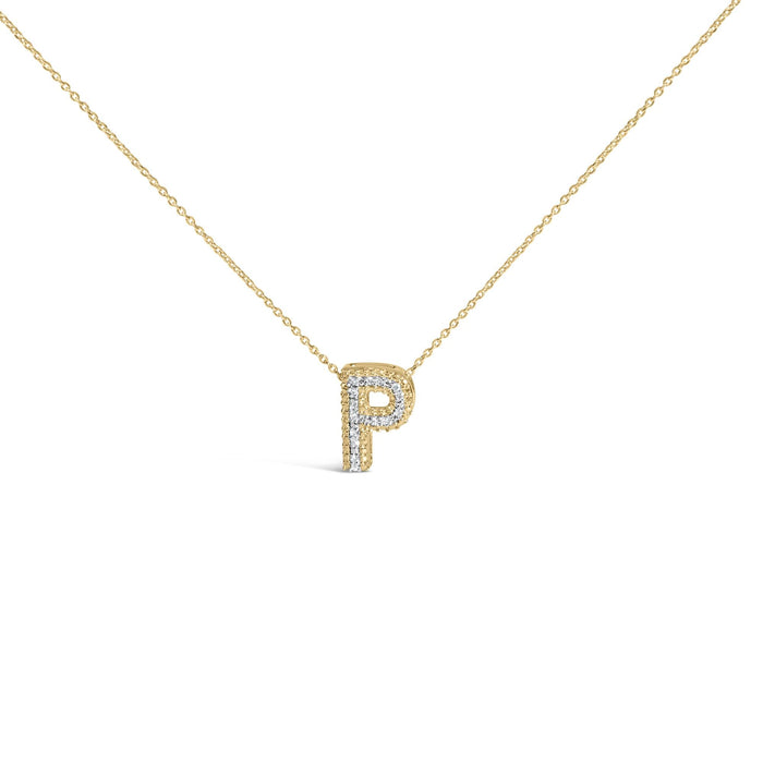 Diamond Accent A-Z Initial Bubble Pendant Necklace in Yellow Gold Vermeil, photo 26