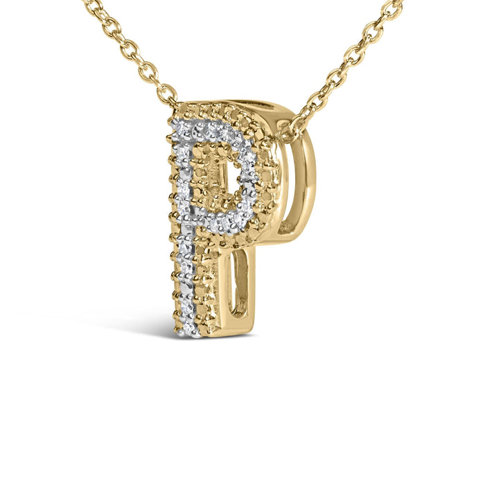 Diamond Accent A-Z Initial Bubble Pendant Necklace in Yellow Gold Vermeil
