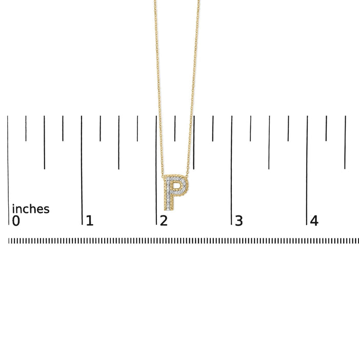 Diamond Accent A-Z Initial Bubble Pendant Necklace in Yellow Gold Vermeil