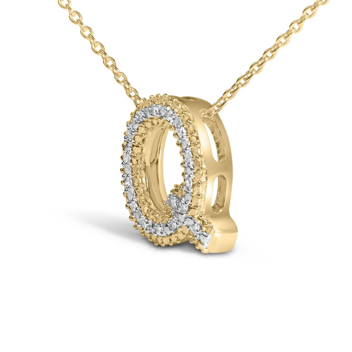 Diamond Accent A-Z Initial Bubble Pendant Necklace in Yellow Gold Vermeil