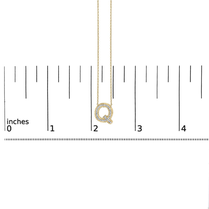 Diamond Accent A-Z Initial Bubble Pendant Necklace in Yellow Gold Vermeil
