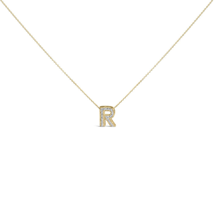 Diamond Accent A-Z Initial Bubble Pendant Necklace in Yellow Gold Vermeil, photo 24