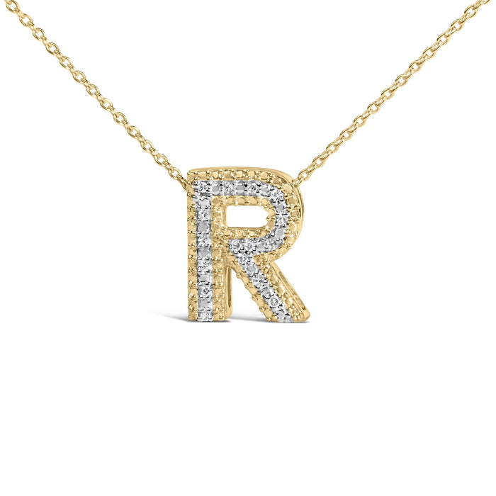 Diamond Accent A-Z Initial Bubble Pendant Necklace in Yellow Gold Vermeil, photo 50