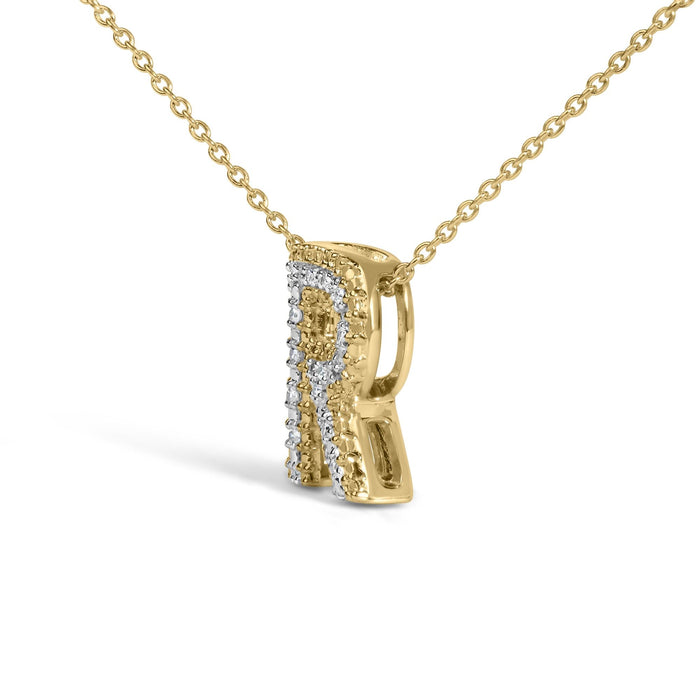 Diamond Accent A-Z Initial Bubble Pendant Necklace in Yellow Gold Vermeil