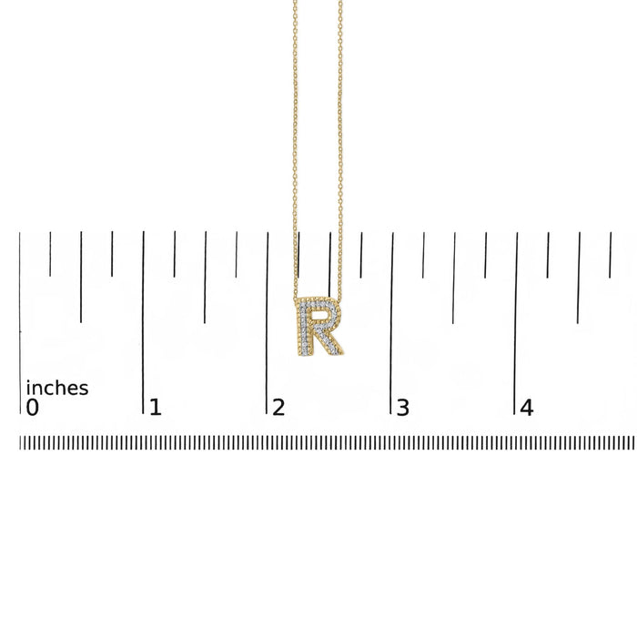Diamond Accent A-Z Initial Bubble Pendant Necklace in Yellow Gold Vermeil