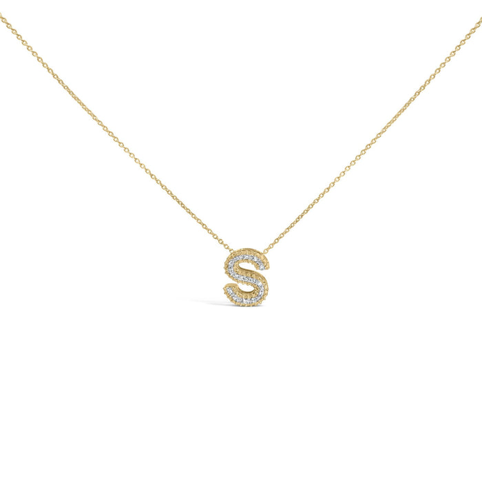 Diamond Accent A-Z Initial Bubble Pendant Necklace in Yellow Gold Vermeil, photo 23