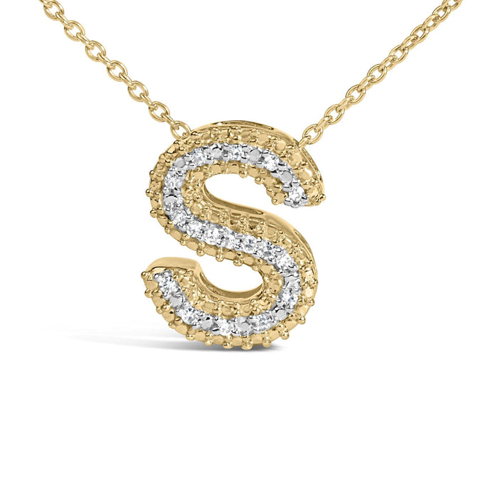 Diamond Accent A-Z Initial Bubble Pendant Necklace in Yellow Gold Vermeil, photo 49