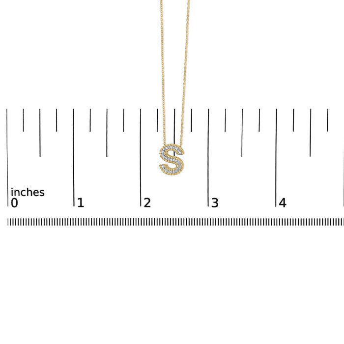 Diamond Accent A-Z Initial Bubble Pendant Necklace in Yellow Gold Vermeil
