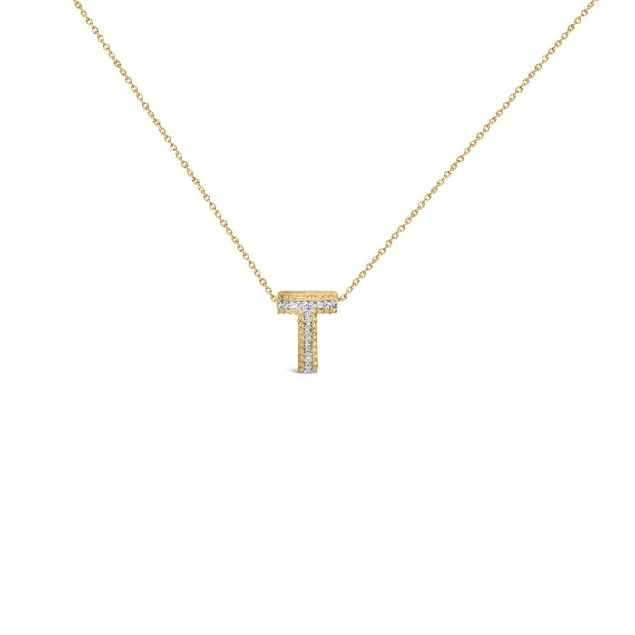 Diamond Accent A-Z Initial Bubble Pendant Necklace in Yellow Gold Vermeil, photo 22