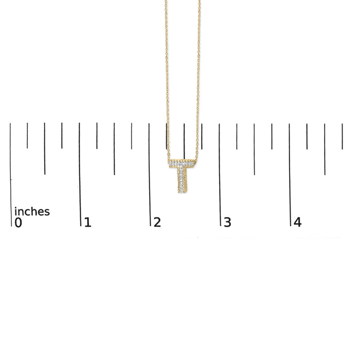 Diamond Accent A-Z Initial Bubble Pendant Necklace in Yellow Gold Vermeil