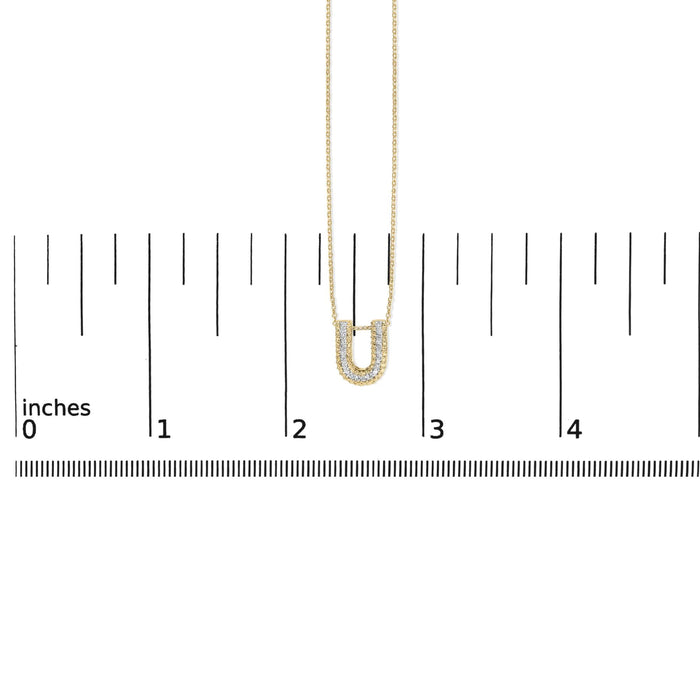 Diamond Accent A-Z Initial Bubble Pendant Necklace in Yellow Gold Vermeil