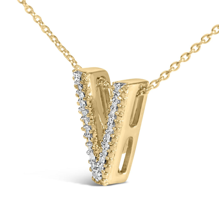 Diamond Accent A-Z Initial Bubble Pendant Necklace in Yellow Gold Vermeil