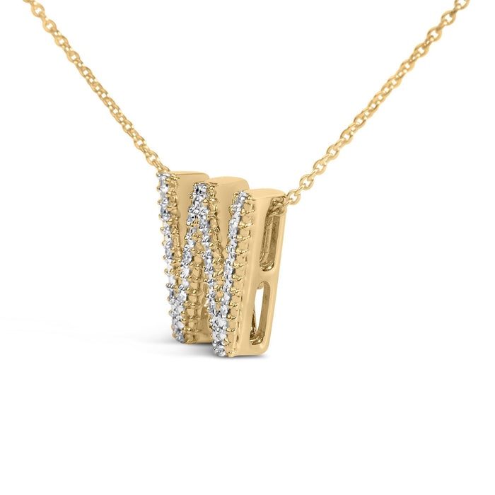Diamond Accent A-Z Initial Bubble Pendant Necklace in Yellow Gold Vermeil