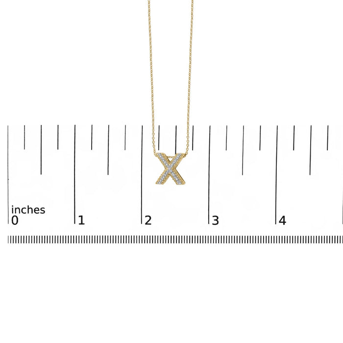 Diamond Accent A-Z Initial Bubble Pendant Necklace in Yellow Gold Vermeil