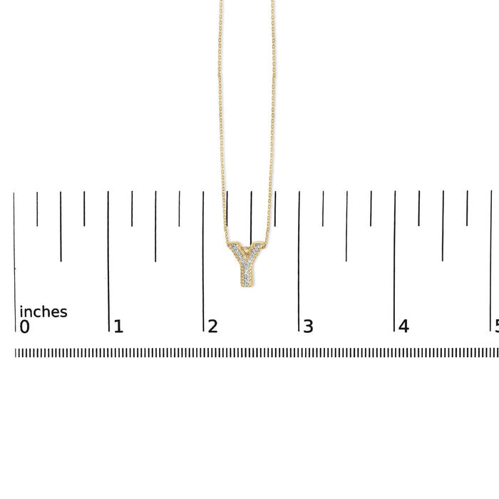 Diamond Accent A-Z Initial Bubble Pendant Necklace in Yellow Gold Vermeil