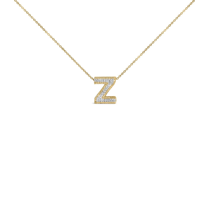 Diamond Accent A-Z Initial Bubble Pendant Necklace in Yellow Gold Vermeil, photo 16