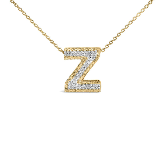 Diamond Accent A-Z Initial Bubble Pendant Necklace in Yellow Gold Vermeil, photo 42