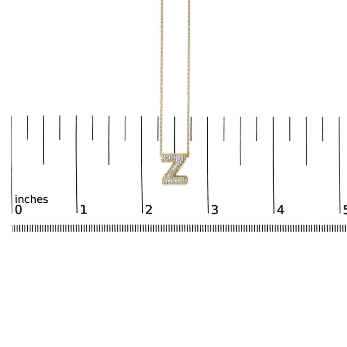Diamond Accent A-Z Initial Bubble Pendant Necklace in Yellow Gold Vermeil