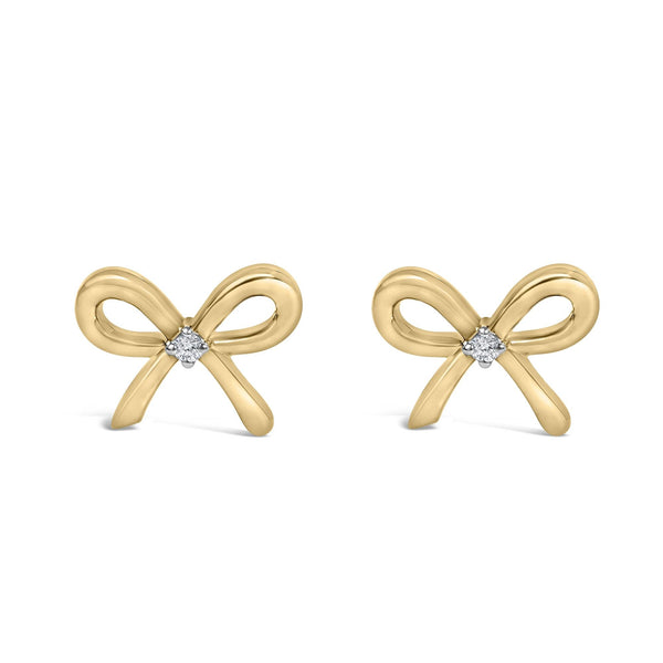 Diamond Accent Bow Earrings in Gold Vermeil, photo 1