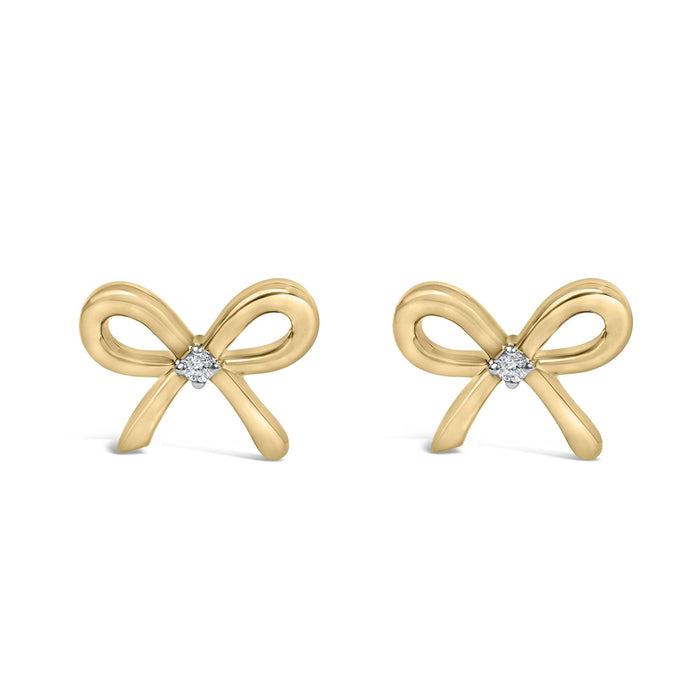 Diamond Accent Bow Earrings in Gold Vermeil, photo 1
