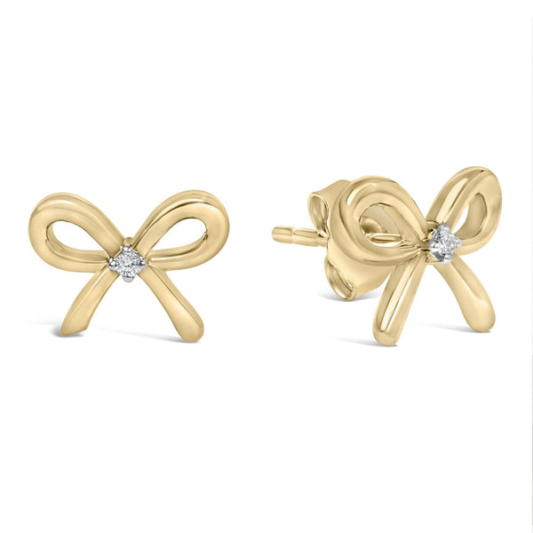 Diamond Accent Bow Earrings in Gold Vermeil, photo 2