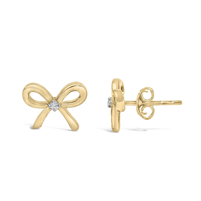 Diamond Accent Bow Earrings in Gold Vermeil, photo 4