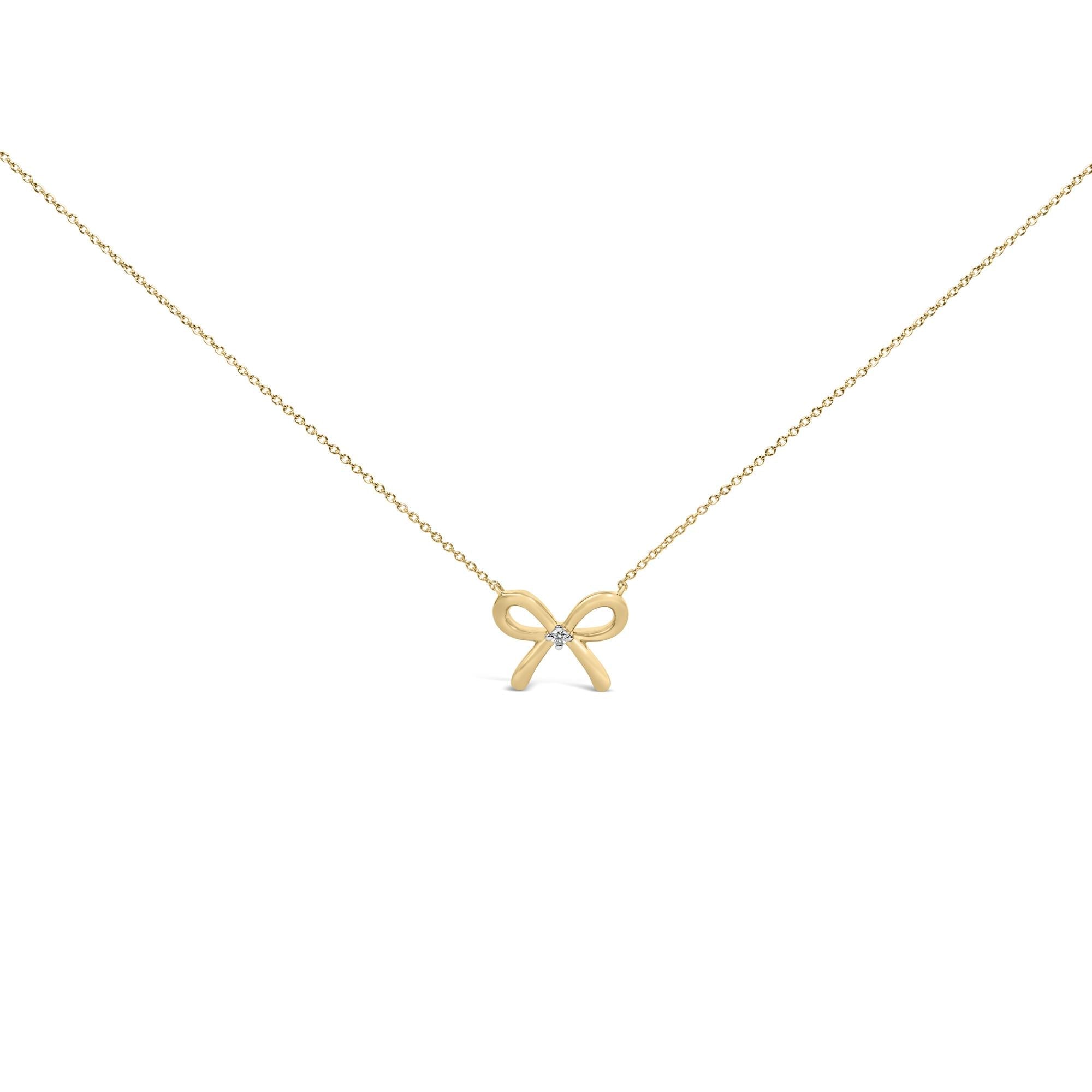 Diamond Accent Bow Tie Pendant Necklace in Gold Vermeil, photo 1