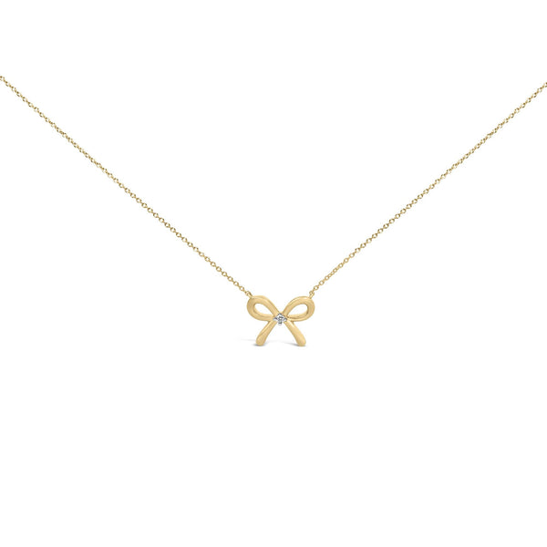Diamond Accent Bow Tie Pendant Necklace in Gold Vermeil, photo 1