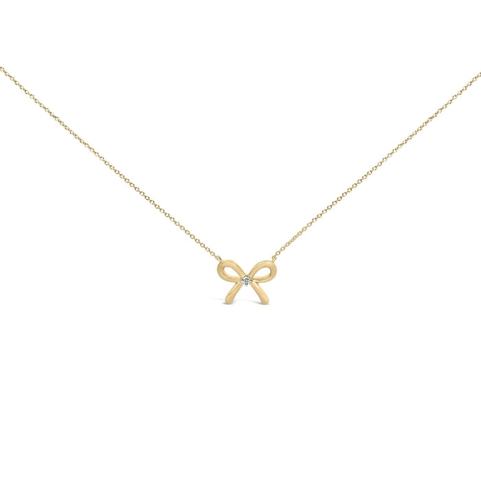 Diamond Accent Bow Tie Pendant Necklace in Gold Vermeil, photo 1